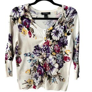 White House Black Market Floral Cardigan